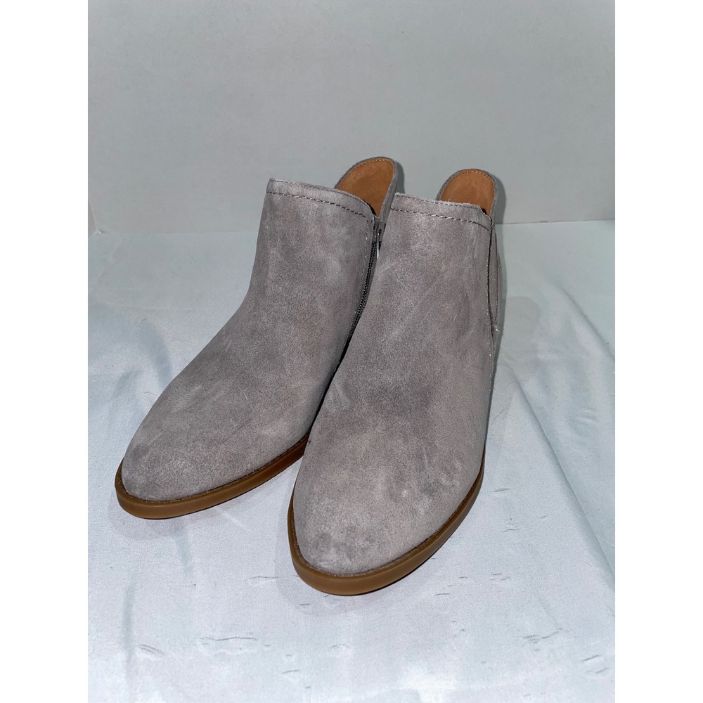 Lucky Brand Pionan Grey‎ Suede Ankle Booties Womens 9M Pointed Toe Block Heel
